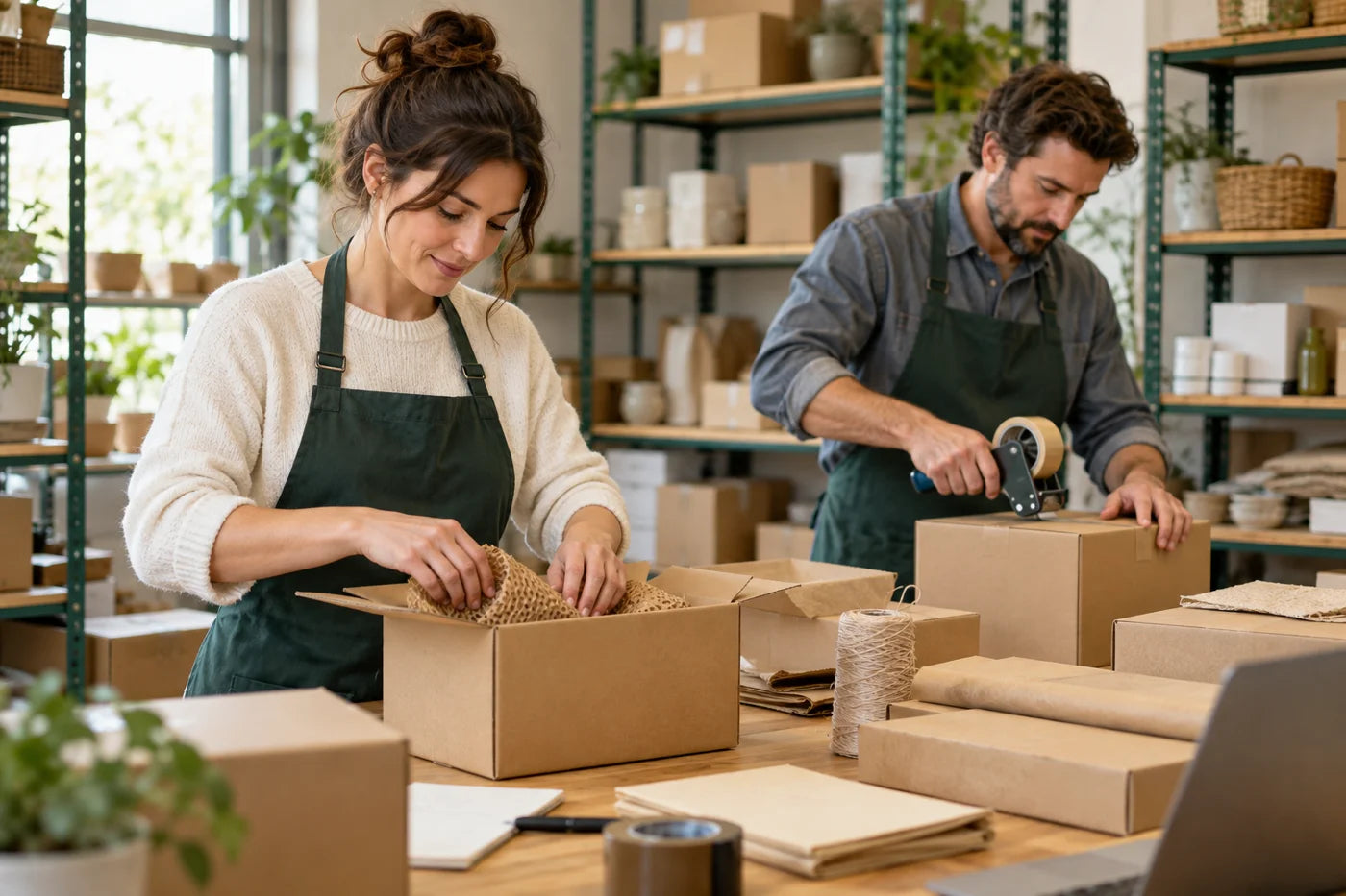 Notre équipe prépare les colis des clients